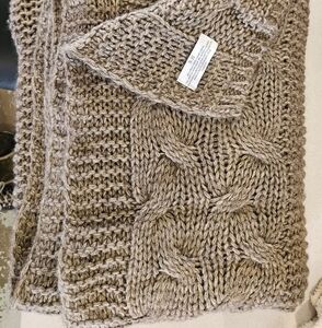 Restoration Hardware Italian Wool & Alpaca Ribbed Knit Throw, Mocha